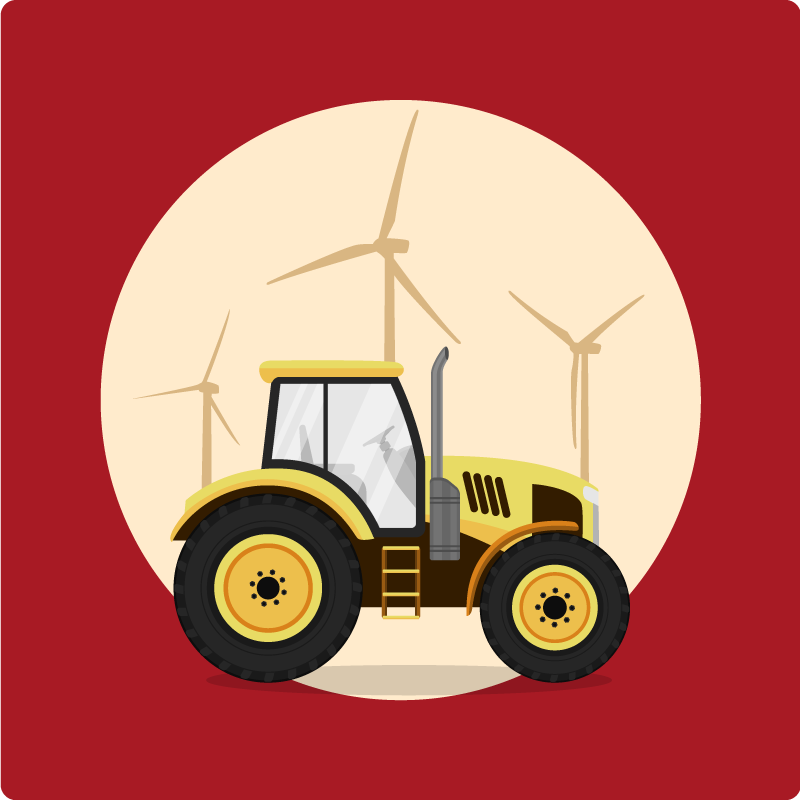 Sarı ve kırmızı traktör çocuklar vinil kilim - TenStickers