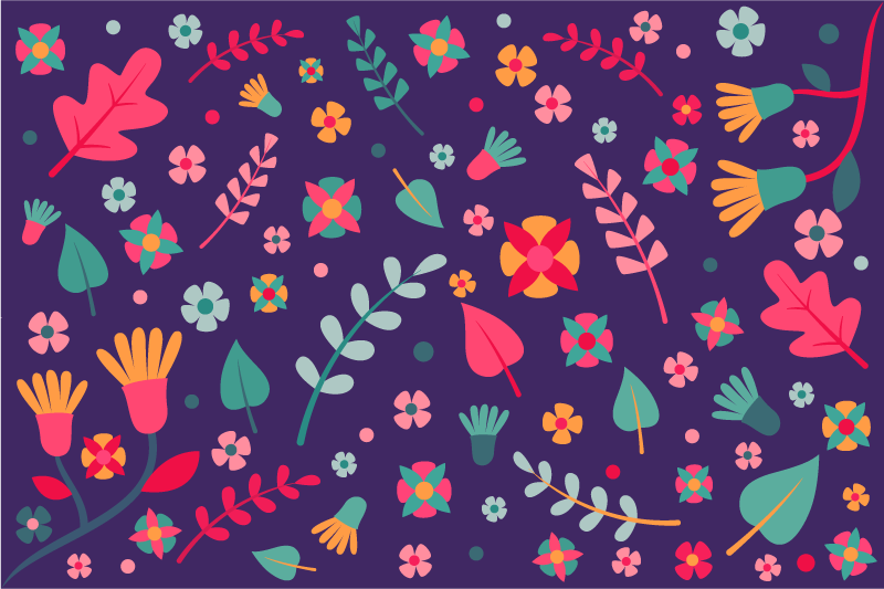 çiçek rengi patlaması çiçekler ve bitkiler pvc halı - TenStickers