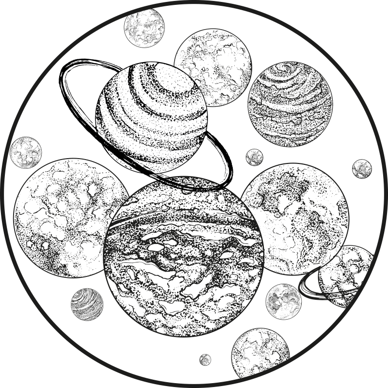 Siyah ve beyaz güneş sistemi vinil halı - TenStickers