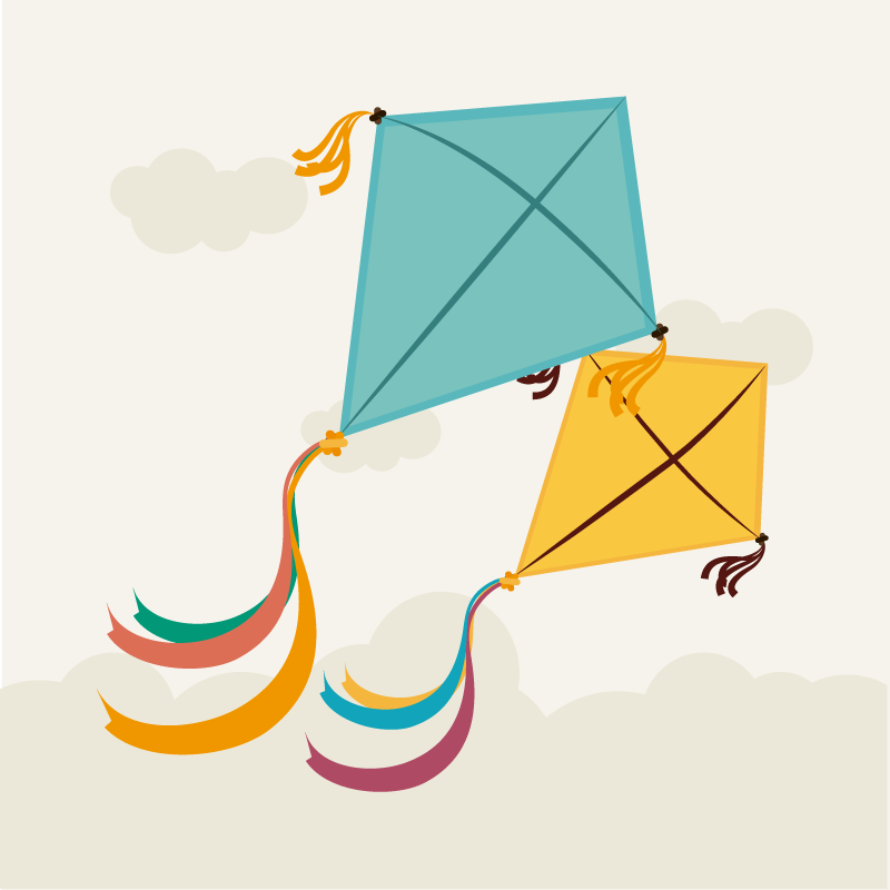 Uçurtma ve bulutlar bebek oyun matı - TenStickers