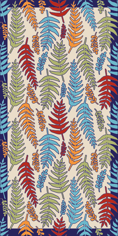 Botanik çizgili çiçekler ve bitkiler pvc halı - TenStickers