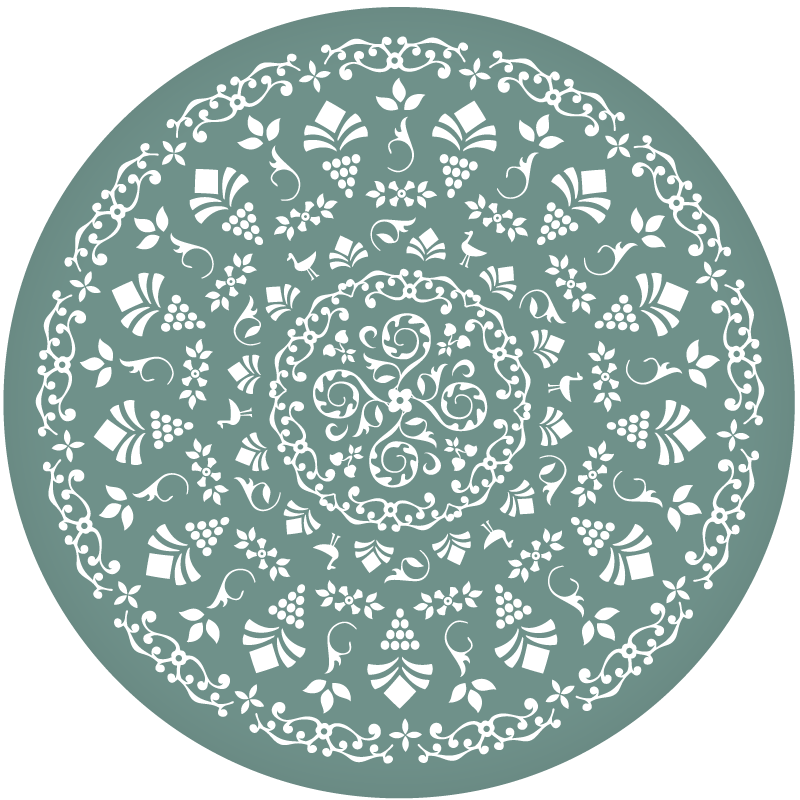 çiçek desenli motif mandala pvc halı - TenStickers