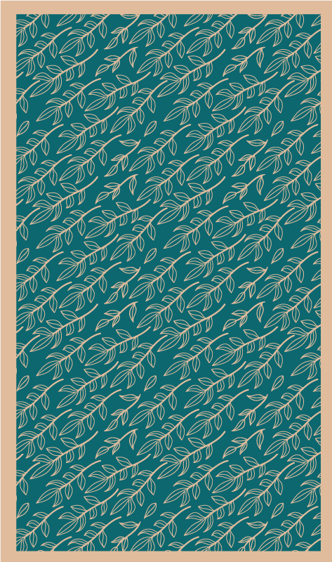 Yeşil zarif yapraklar çiçekler ve bitkiler pvc halı - TenStickers