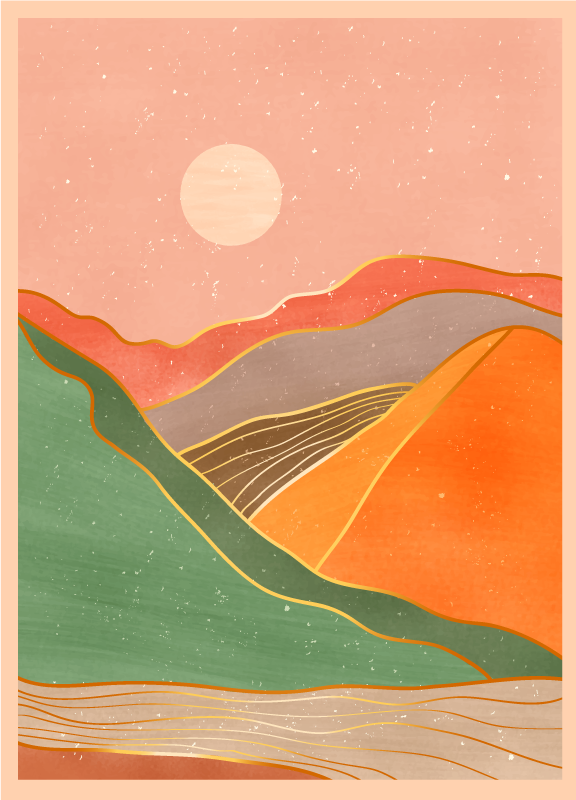 Soyut dağ manzarası modern pvc halı - TenStickers