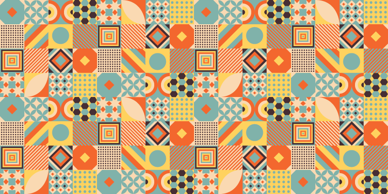 Renkli geometrik fayans mutfak vinil kilim - TenStickers