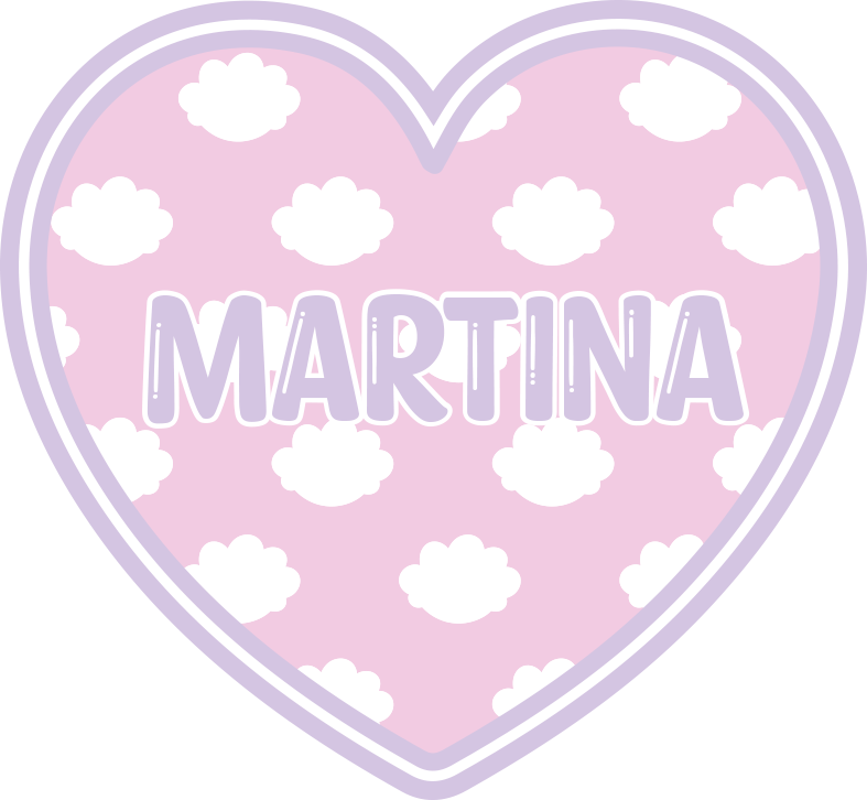 Bulutlarla kalp şeklinde isimlerle pvc halı - TenStickers