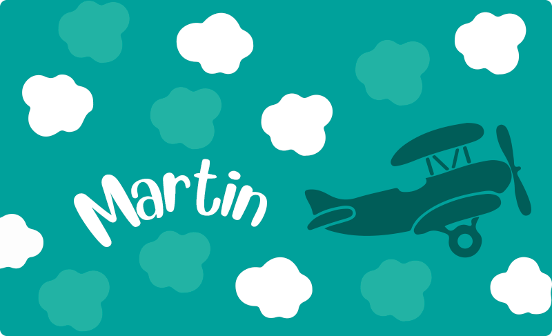 Bulutlar ve uçak ismi pvc halı - TenStickers