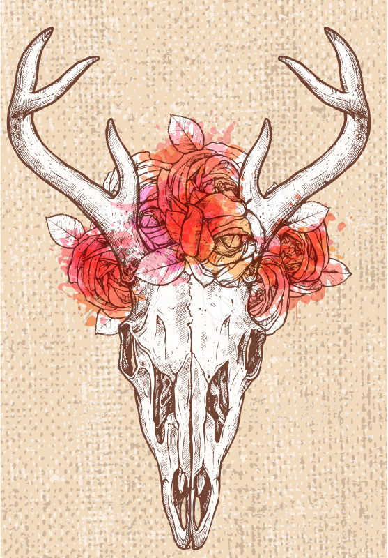 Kafatası çiçek aranjmanı Hayvan pvc halı - TenStickers