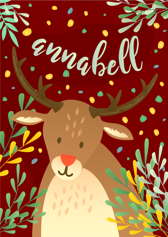 Isimli ren geyiği Noel pvc halı - TenStickers