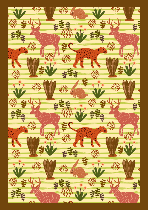 Safari yaban hayatı deseni Hayvan pvc halı - TenStickers