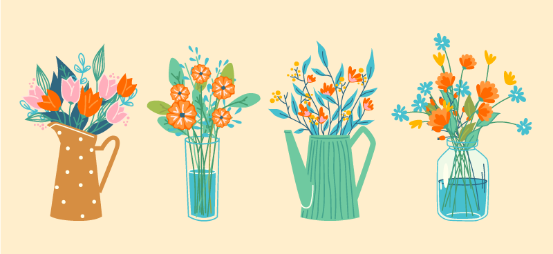 çiçekli orta parça sergisi çiçekler ve bitkiler pvc halı - TenStickers