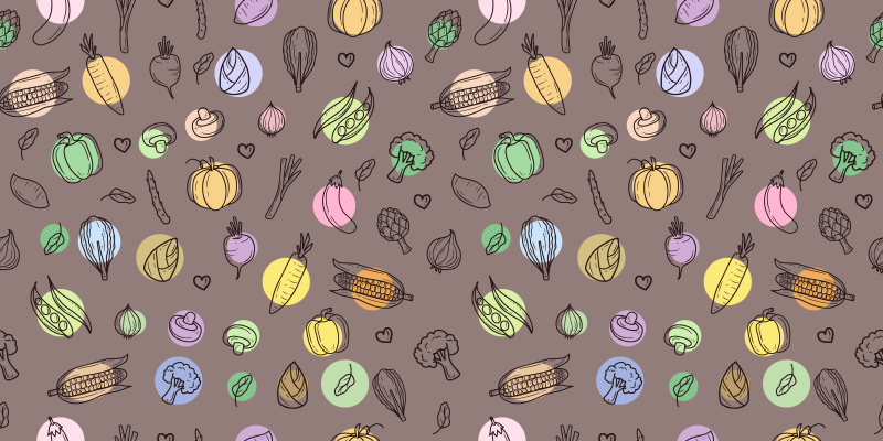 Renkli sebze deseni mutfak pvc halı - TenStickers