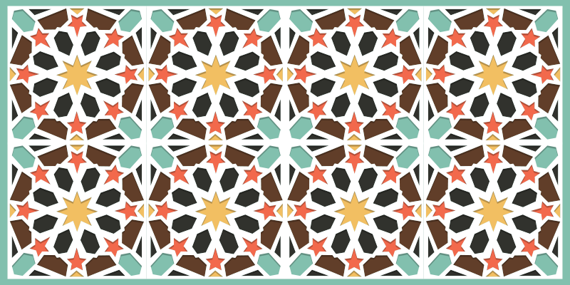 Renkli yıldızlı fayanslar fayans efekti pvc halı - TenStickers