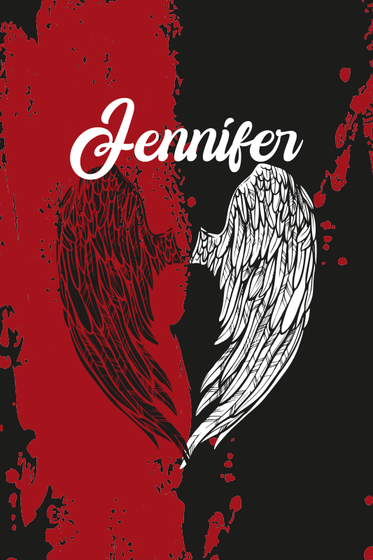 Isimli kalp kanatları gençler pvc halı - TenStickers