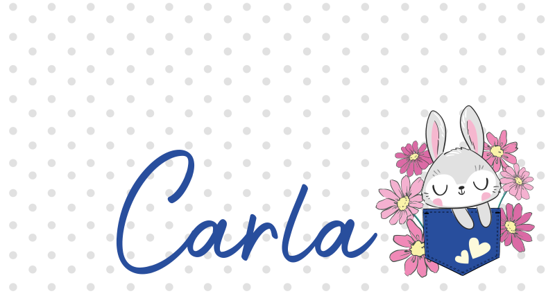 Isimli gri tavşan pvc halı - TenStickers