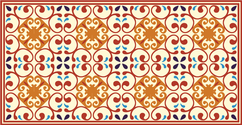 Ayrıntılı botanik motif mozaic pvc halı - TenStickers