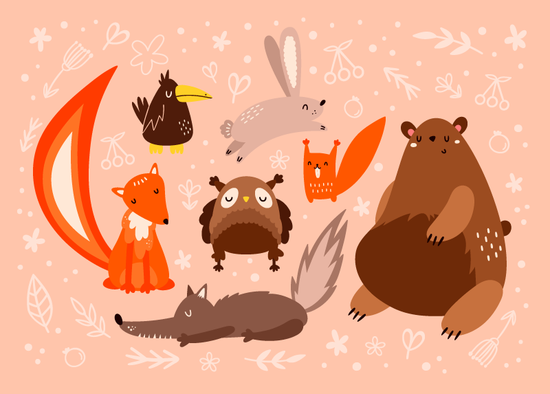 çocukça hayvanlar çocuklar vinil halı - TenStickers