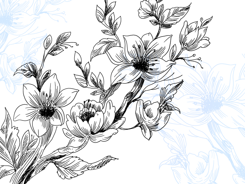 Mavi dallar doğa vinil halı - TenStickers