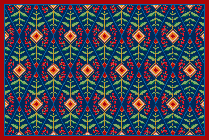 Geometrik pvc halı - botanik geometrik motif - TenStickers