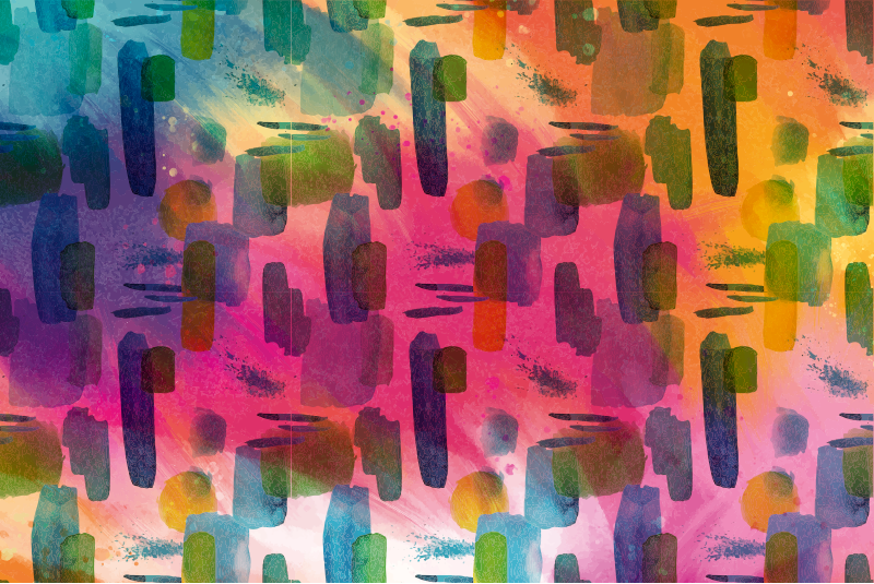 Sanatsal renk segmentleri oturma odası pvc halı - TenStickers