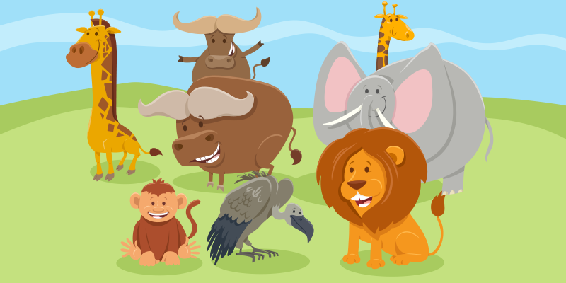 çocuklar için renkli hayvan baskı vinil halı - TenStickers