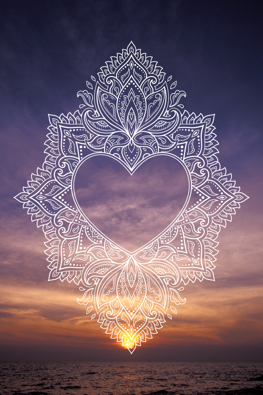 Yürekli zarif tasarım mandala pvc halı - TenStickers