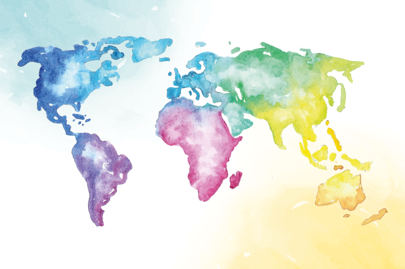 Sanatsal renkli dünya haritası halı - TenStickers