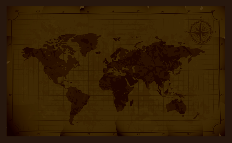 Vintage taş efektli dünya haritası kilim - TenStickers