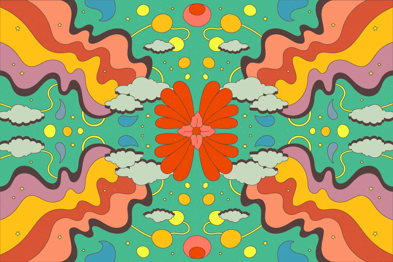 Modern sanat psychedelic vinil halı - TenStickers