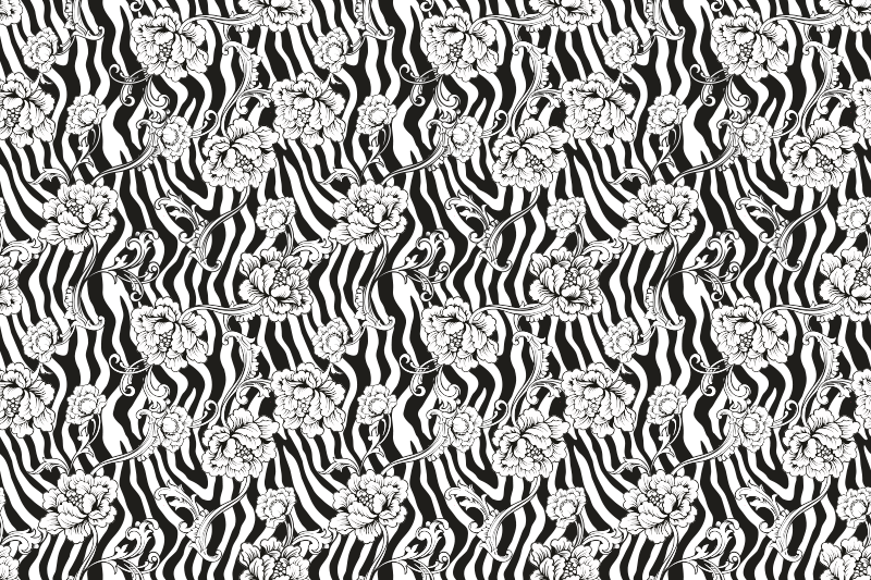 çiçekli zebra deseni hayvan baskı pvc halı - TenStickers
