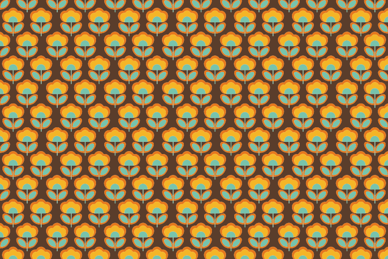 Çiçekler ve bitkiler pvc halı vintage kahverengi tasarım - TenStickers