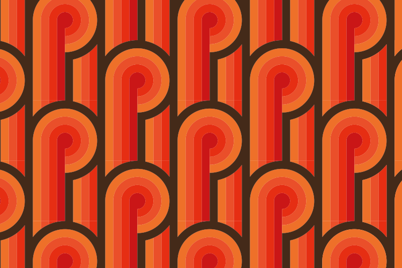 70s turuncu düğüm eski halı - TenStickers