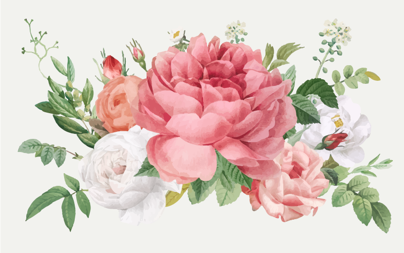 çiçekler ve güller çiçek vinil halı - TenStickers