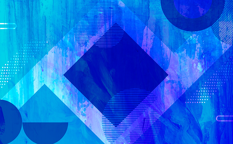 Mavi geometrik motifler minimalist pvc halı - TenStickers