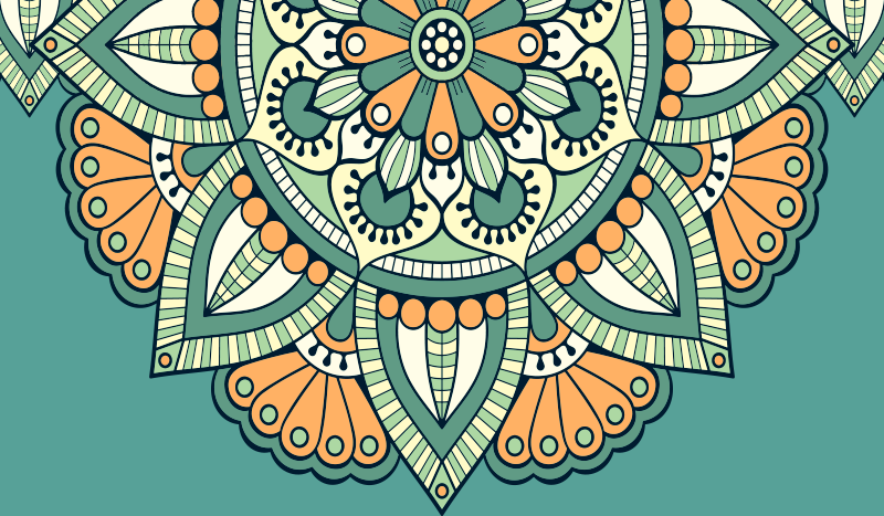 Mandala pvc halı yarım çiçek deseni - TenStickers