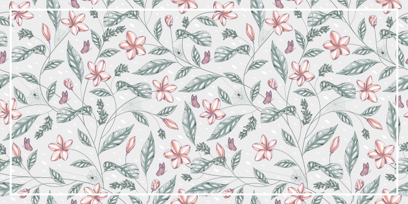 çiçek yeşillik deseni çiçekler ve bitkiler pvc halı - TenStickers