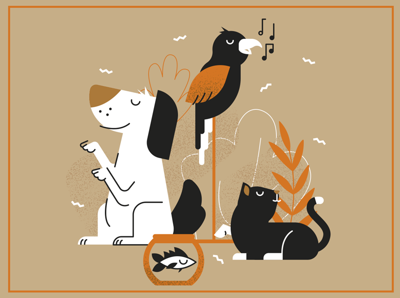 Hayvan pvc halı bej evcil hayvan illüstrasyonu - TenStickers