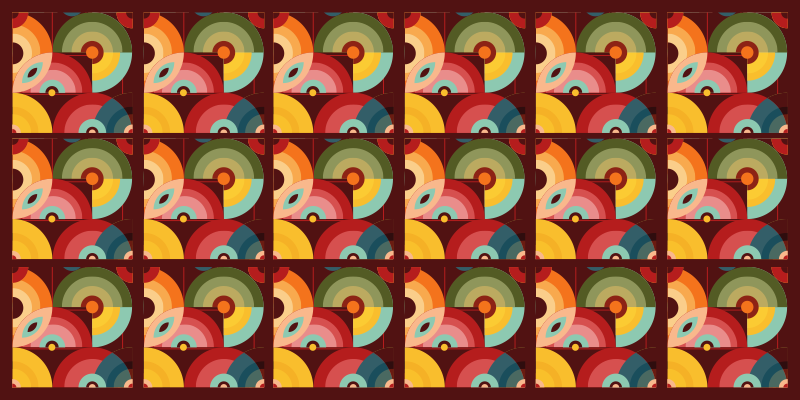 Retro renkli dairesel şekiller vintage pvc halı - TenStickers