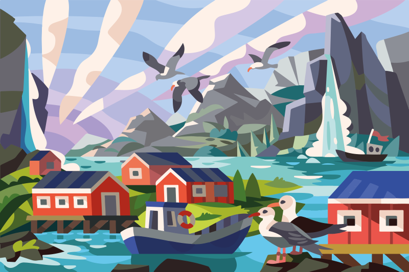 Norveç kıyıları doğa pvc halı - TenStickers