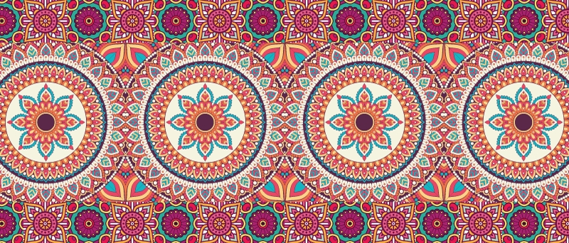 Renkli mandala patchwork karo halı - TenStickers