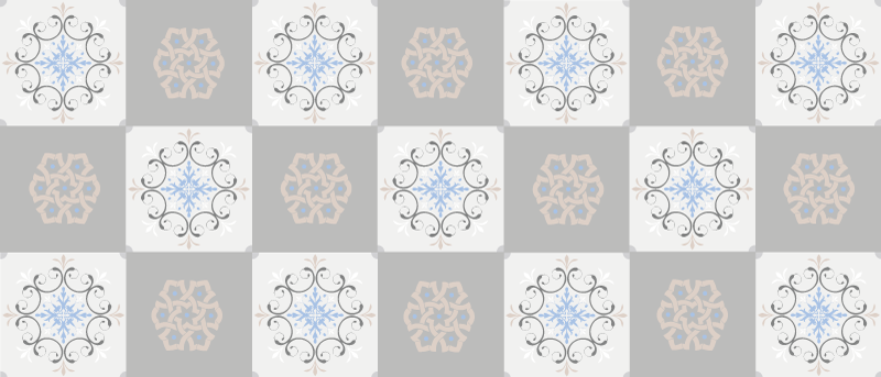 Gri narin çiçek karo halı - TenStickers