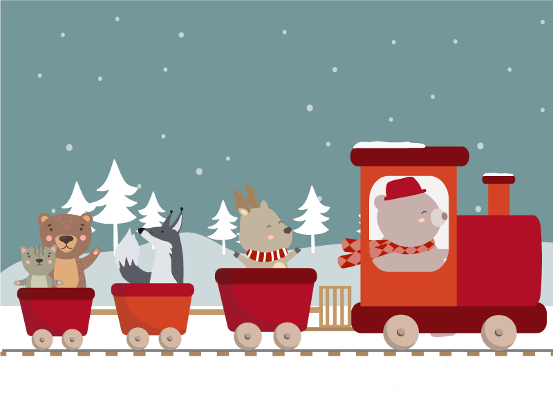 Hayvan treni macerası pvc halı - TenStickers