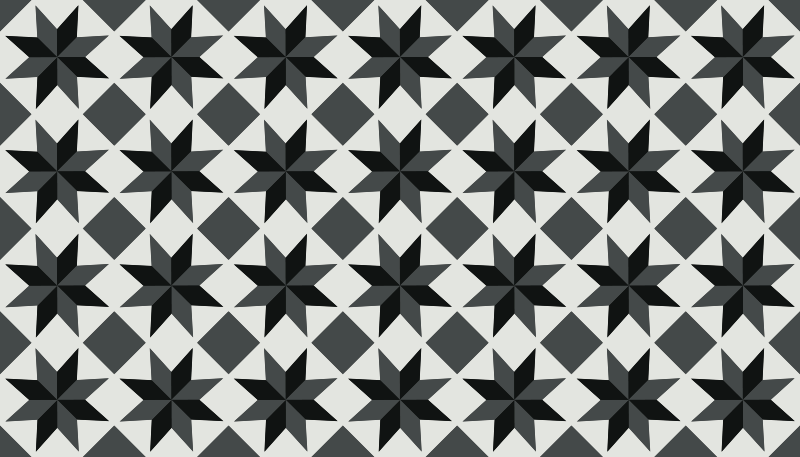 Siyah yıldız motifi mutfak pvc halı - TenStickers