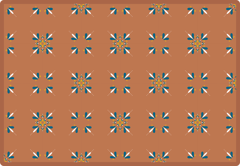 Mavi desenli karo halı ile pişmiş toprak karolar - TenStickers