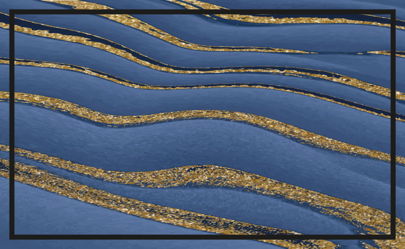 Mavi ve altın dalgalar Mermer vinil halı - TenStickers