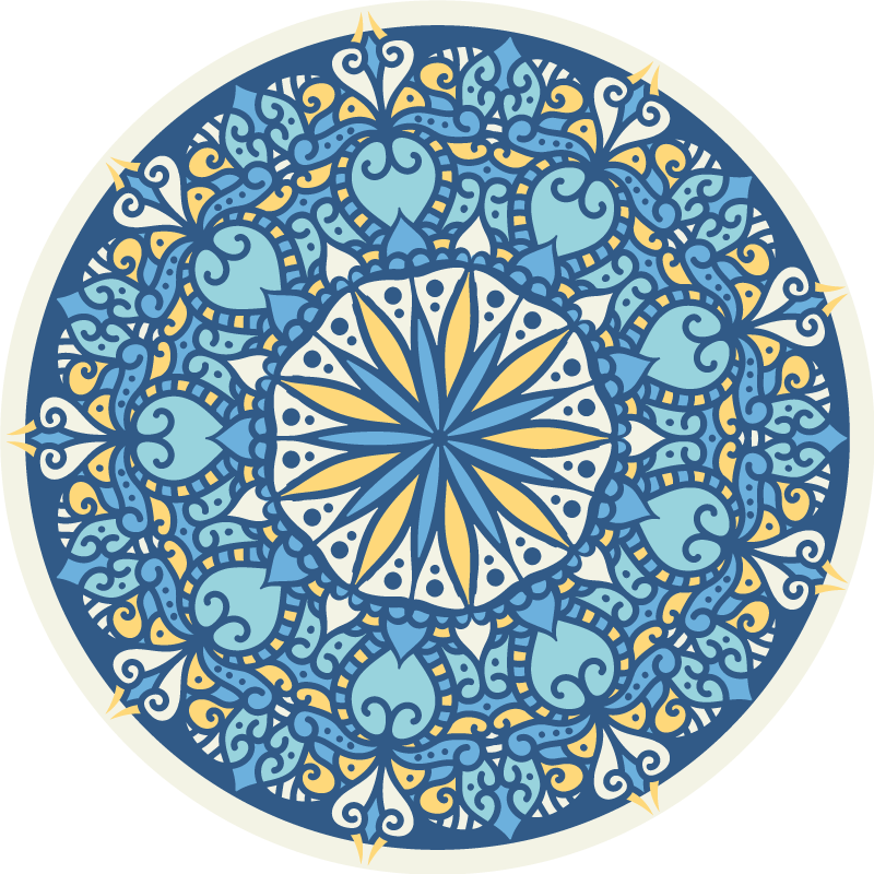 Mandala pvc halı - karmaşık mavi motif - TenStickers