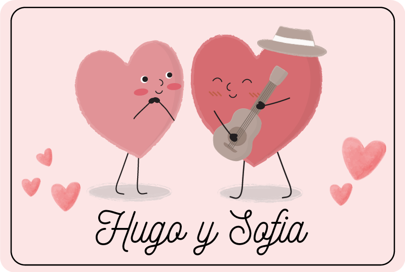 Isimli ikili kalpler yatak odası pvc halı - TenStickers