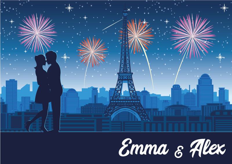 Havai fişek ve gökdelen kişiselleştirilmiş paspas - TenStickers