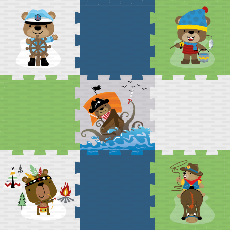 Sevimli ayı macerası pvc halı - TenStickers