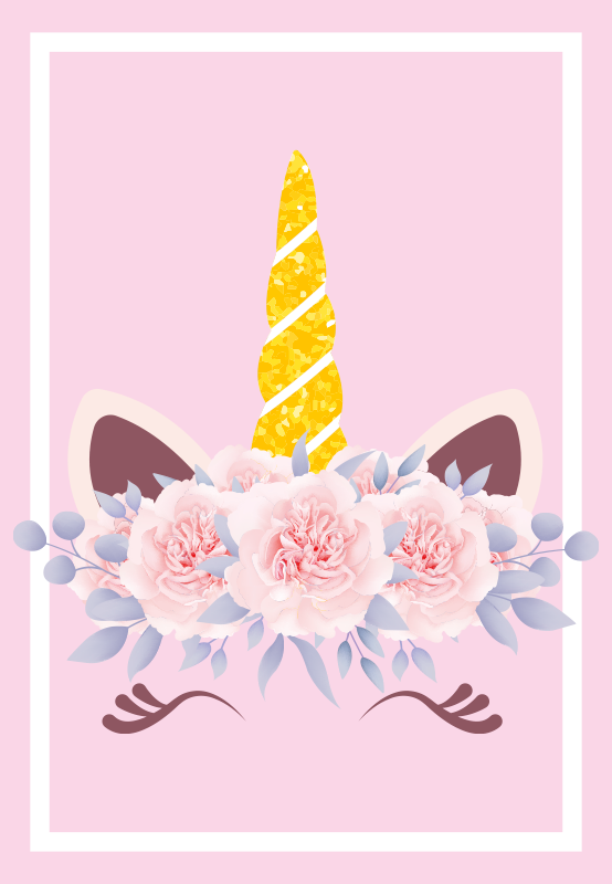 Tek boynuzlu at çiçek büyüsü çocukta pvc halı - TenStickers